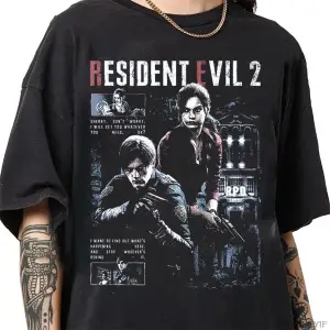 Resident Evil 2 Biohazard Oyunu T-shirt Erkekler Kadınlar Için Leon Kennedy % 100% Pamuk T Sh