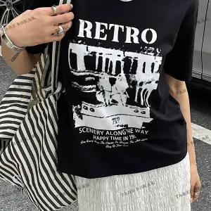 RETRO Baskılı Oversize Kalıp Unisex T-shirt
