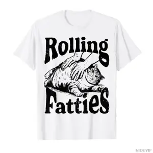Retro Rolling Fatties Vintage Kedi Komik Kedi Sever Yavru Kedi Tişörtü Erkekler Kadınlar İçin