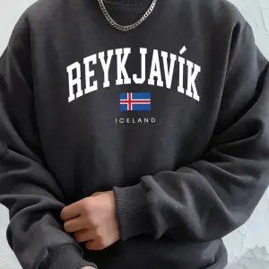 Reykjavik İzlanda Mektup Ve Bayrak Baskılar Kapüşonlular Erkek Sokak Modası Giysileri Temel Y