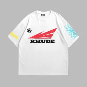 Rhude Baskılı Oversize Unisex Beyaz