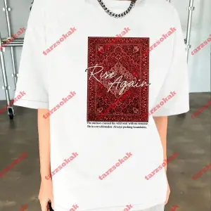 Rise Again Baskılı Oversize Unisex Beyaz