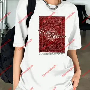 Rise Again Baskılı Oversize Unisex Beyaz