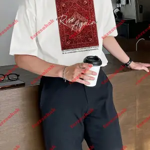 Rise Again Baskılı Oversize Unisex Beyaz