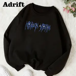 Ritual Mavi Renkli Oversize Bisiklet Yaka Pamuklu Sweatshirt Beyaz
