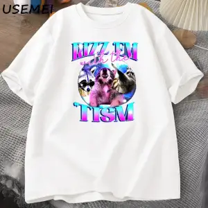 Rizz Em ile Tism komik T Shirt erkekler Vintage rakun Bootleg T-Shirt Tees kısa kollu p 2919