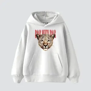Roar Meets Baskılı Oversize Unisex Beyaz