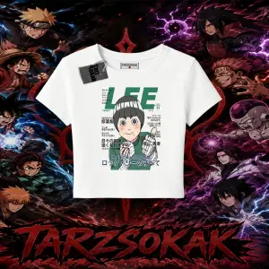 Rock Lee Naruto Anime Karakter Kadın Baby Tee Beyaz