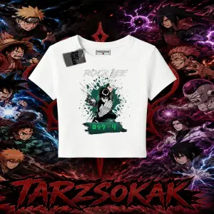 Rock Lee Naruto Anime Karakter Kadın Baby Tee Beyaz