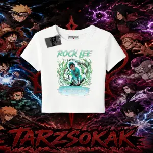 Rock Lee Naruto Anime Karakter Kadın Baby Tee Beyaz