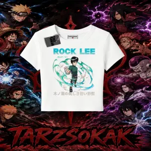 Rock Lee Naruto Anime Karakter Kadın Baby Tee Beyaz