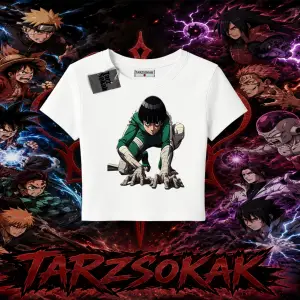 Rock Lee Naruto Anime Karakter Kadın Baby Tee Beyaz