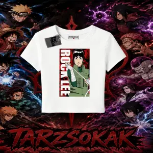 Rock Lee Naruto Anime Karakter Kadın Baby Tee Beyaz
