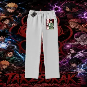 Rock Lee Naruto Anime Karakter Unisex Baggy Eşofman Altı Beyaz