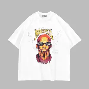 Rodzilla Baskılı Oversize Unisex Beyaz