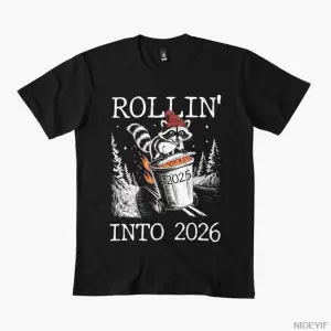 Rollin Into 2026 Erkekler Kadınlar İçin Komik Tişört %100 Pamuklu Tişörtler Kısa Kollu Üstle
