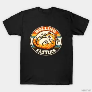 Rolling Fatties Tombul Kedi Vintage Rozet T-shirt Erkekler Kadınlar Için % 100% Pamuk T Shirt