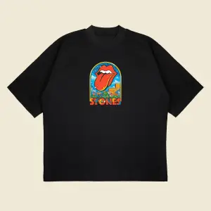 Rolling Stones Atlanta Baskılı Oversize Unisex Pamuklu Nefes Alan Kalın Kumaşlı