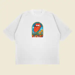 Rolling Stones Atlanta Baskılı Oversize Unisex Pamuklu Nefes Alan Kalın Kumaşlı
