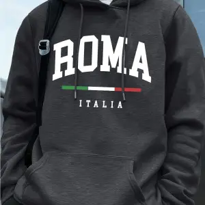 Roma Italia Mektup Baskı Erkek Tişörtü Kış Cep Kapüşonlular Moda Polar Sıcak Büyük Boy Kazakl