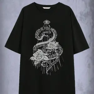 ROMWE Goth Yılan Grafikli Büyük Boy Tişört