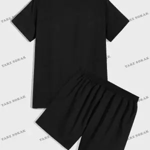 ROMWE Hazırlık Erkek Sloganı Karikatür Ayı Grafikli Tişört ve İpli Şort