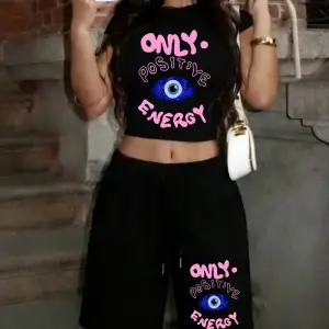 Sadece Pozitif Enerji Nazar Baskılı Babby Teelar Pantolon Sportif İki Parçalı Set T-Shirt Şort