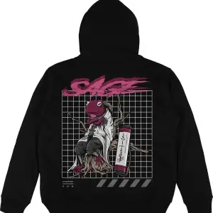 Sage Siyah Oversize Unisex Kapüşonlu Sweatshirt Hoodie