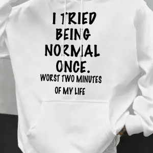 Sakin Olun ve Normal Olun Komik Tasarım Erkekler Kapüşonlular Polar Kapüşonlu Cepli Kazaklar