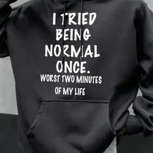 Sakin Olun ve Normal Olun Komik Tasarım Erkekler Kapüşonlular Polar Kapüşonlu Cepli Kazaklar