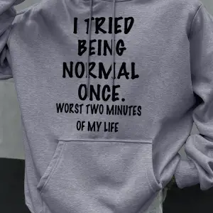 Sakin Olun ve Normal Olun Komik Tasarım Erkekler Kapüşonlular Polar Kapüşonlu Cepli Kazaklar