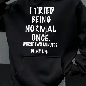 Sakin Olun ve Normal Olun Komik Tasarım Erkekler Kapüşonlular Polar Kapüşonlu Cepli Kazaklar