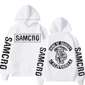Samcro Çift Taraflı Logo Baskılı Hoodies 17276 Beyaz