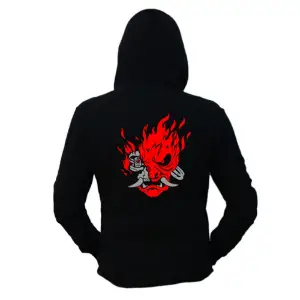 Samurai Cyberpunk Sırt Baskılı Siyah Hoodie 2077