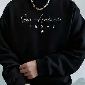 San Antonio Texas Yaratıcı Harf Baskılı Erkek Temel Giyim Günlük Üstler Moda Spor Kapüşonlu S