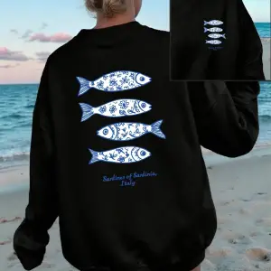 Sardunya İtalya Baskılı Süveter Kadın Kışlık Polar Sıcak Kapüşonlu Üstler Yuvarlak Yaka Bol Ü