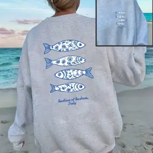 Sardunya İtalya Baskılı Süveter Kadın Kışlık Polar Sıcak Kapüşonlu Üstler Yuvarlak Yaka Bol Ü