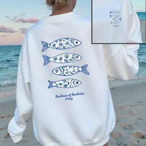 Sardunya İtalya Baskılı Süveter Kadın Kışlık Polar Sıcak Kapüşonlu Üstler Yuvarlak Yaka Bol Ü