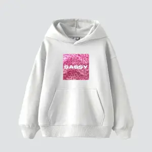 Sassy Baskılı Oversize Unisex Beyaz