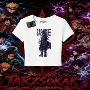 Sasuke uchiha Naruto Anime Karakter Kadın Baby Tee Beyaz