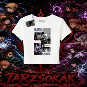 Sasuke uchiha Naruto Anime Karakter Kadın Baby Tee Beyaz