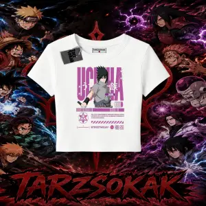 Sasuke uchiha Naruto Anime Karakter Kadın Baby Tee Beyaz