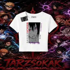 Sasuke uchiha Naruto Anime Karakter Kadın Baby Tee Beyaz