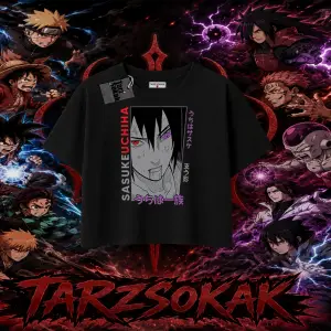 Sasuke uchiha Naruto Anime Karakter Kadın Crop Tişört Beyaz