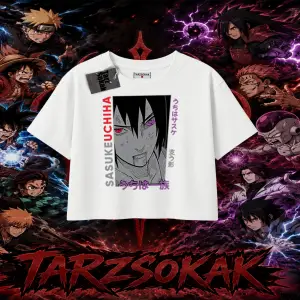 Sasuke uchiha Naruto Anime Karakter Kadın Crop Tişört Beyaz
