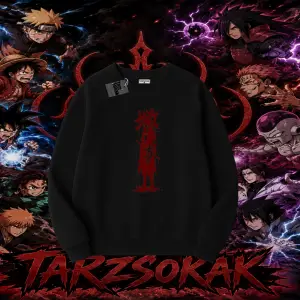 Sasuke uchiha Naruto Anime Karakter Oversize Unisex Bisiklet Yaka Sweatshirt Beyaz
