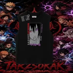 Sasuke uchiha Naruto Anime Karakter Oversize Unisex Kolsuz Tişört Beyaz
