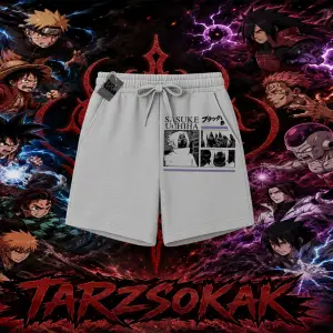 Sasuke uchiha Naruto Anime Karakter Unisex Şort Beyaz