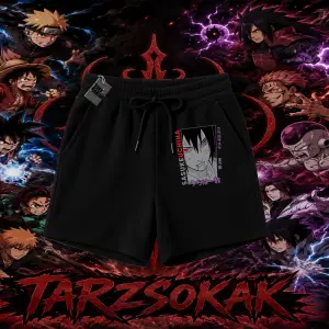 Sasuke uchiha Naruto Anime Karakter Unisex Şort Beyaz