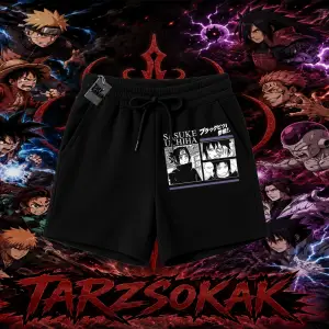 Sasuke uchiha Naruto Anime Karakter Unisex Şort Beyaz